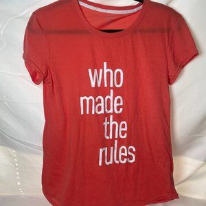 reebokT-shirt Coral Salmon Pink  Women's M "Who Made the Rules"